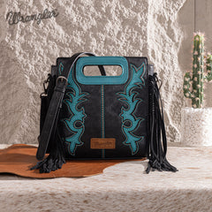 Wrangler Top Handle Embroidered Fringe Tote/Crossbody