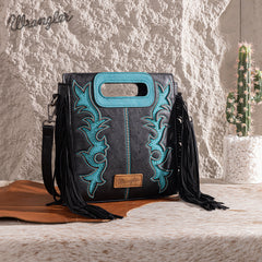 Wrangler Top Handle Embroidered Fringe Tote/Crossbody