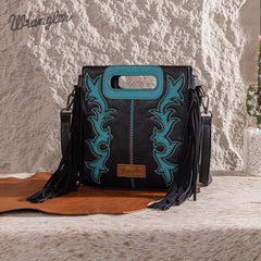 Wrangler Top Handle Embroidered Fringe Tote/Crossbody