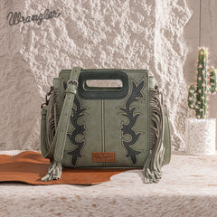 Wrangler Top Handle Embroidered Fringe Tote/Crossbody