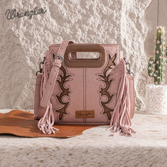 Wrangler Top Handle Embroidered Fringe Tote/Crossbody