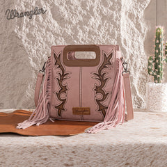 Wrangler Top Handle Embroidered Fringe Tote/Crossbody