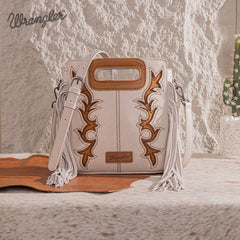 Wrangler Top Handle Embroidered Fringe Tote/Crossbody