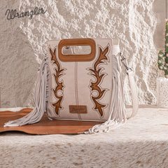 Wrangler Top Handle Embroidered Fringe Tote/Crossbody