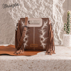 Wrangler Top Handle Embroidered Fringe Tote/Crossbody