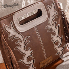 Wrangler Top Handle Embroidered Fringe Tote/Crossbody