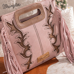 Wrangler Top Handle Embroidered Fringe Tote/Crossbody