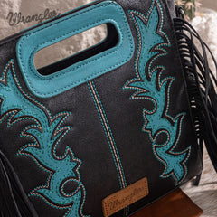 Wrangler Top Handle Embroidered Fringe Tote/Crossbody