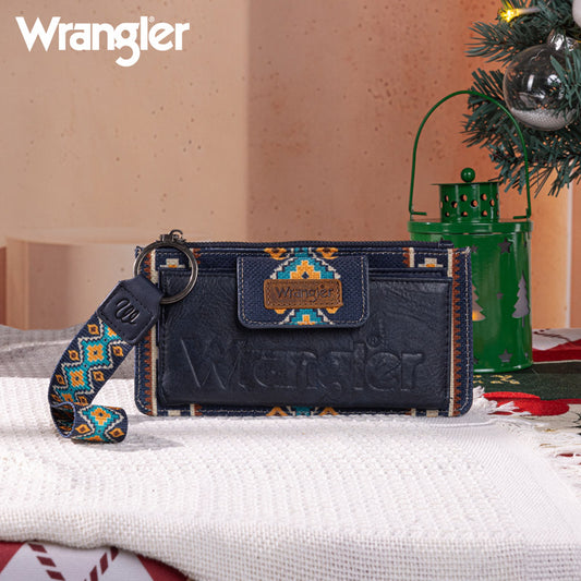 WG139-W013 Wrangler Aztec Print Bi-Fold Wallet Wristlet