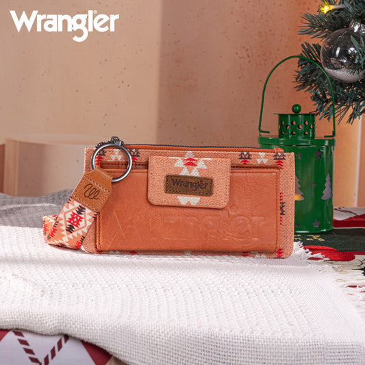 WG139-W013 Wrangler Aztec Print Bi-Fold Wallet Wristlet