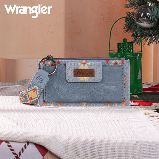 WG139-W013 Wrangler Aztec Print Bi-Fold Wallet Wristlet