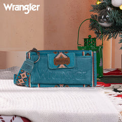 WG139-W013 Wrangler Aztec Print Bi-Fold Wallet Wristlet