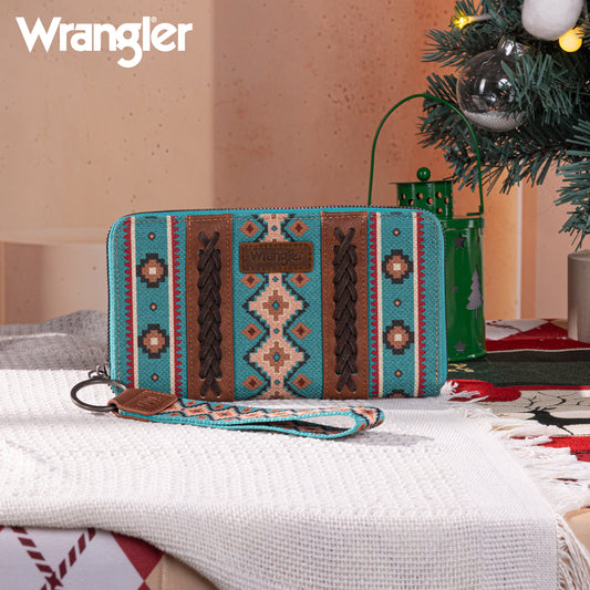 Wrangler Southwestern Art Print Wallet -Dark Turquoise