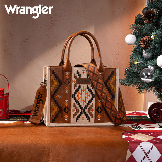 Wrangler Aztec Embroidered Whipstitch Tote Bag Set