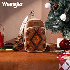 Wrangler Aztec Embroidered Whipstitch Sling Bag