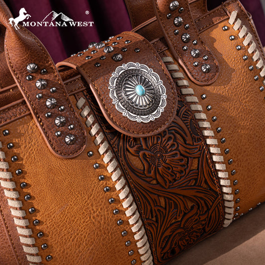 Montana West Tooled Concho Concealed Carry Tote