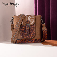 Trinity Ranch Hair-on Cowhide Tooled Crossbody Purse