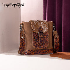 Trinity Ranch Hair-on Cowhide Tooled Crossbody Purse