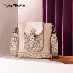 Trinity Ranch Hair-on Cowhide Tooled Crossbody Purse