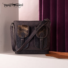 Trinity Ranch Hair-on Cowhide Tooled Crossbody Purse