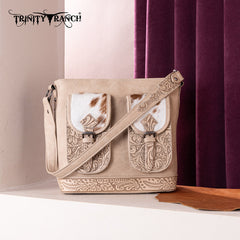 Trinity Ranch Hair-on Cowhide Tooled Crossbody Purse