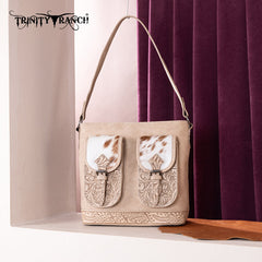 Trinity Ranch Hair-on Cowhide Tooled Crossbody Purse