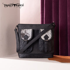 Trinity Ranch Hair-on Cowhide Tooled Crossbody Purse