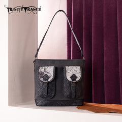 Trinity Ranch Hair-on Cowhide Tooled Crossbody Purse