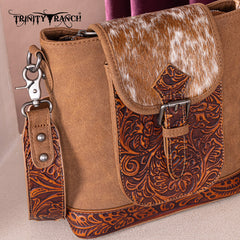 Trinity Ranch Hair-on Cowhide Tooled Crossbody Purse