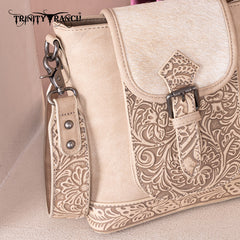 Trinity Ranch Hair-on Cowhide Tooled Crossbody Purse