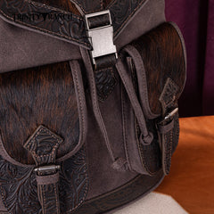 Trinity Ranch Hair-on Cowhide Tooled Backpack