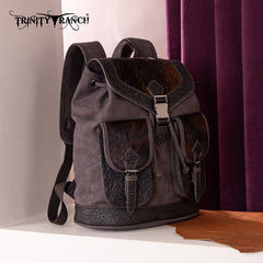 Trinity Ranch Genuine Hair-On Cowhide Tooled Backpack