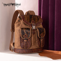 Trinity Ranch Genuine Hair-On Cowhide Tooled Backpack