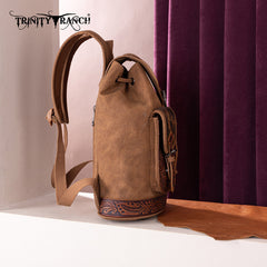 Trinity Ranch Genuine Hair-On Cowhide Tooled Backpack