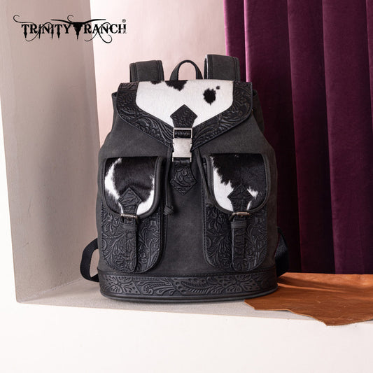 Trinity Ranch Hair-on Cowhide Tooled Backpack