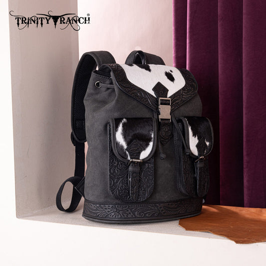 Trinity Ranch Hair-on Cowhide Tooled Backpack