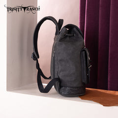 Trinity Ranch Hair-on Cowhide Tooled Backpack