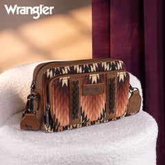 Wrangler Southwestern Pattern Dual Sided Print Crossbody Purse