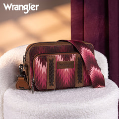 Wrangler Southwestern Pattern Dual Sided Print Crossbody Purse