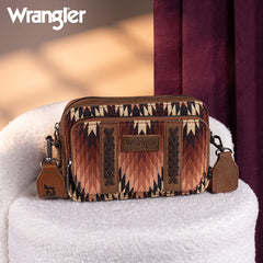 Wrangler Southwestern Pattern Dual Sided Print Crossbody Purse