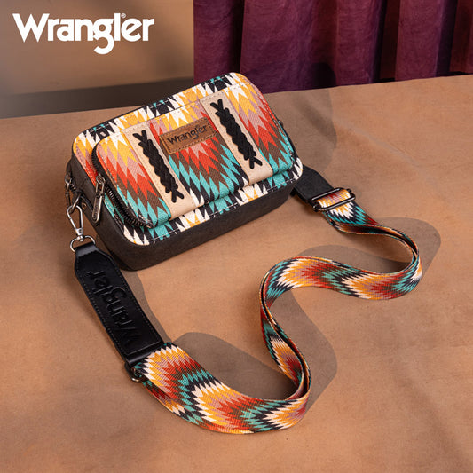 Wrangler Southwestern Pattern Dual Sided Print Crossbody Purse