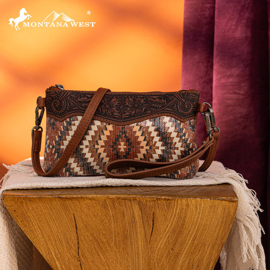 Montana West Sequined Aztec Mini Crossbody Purse