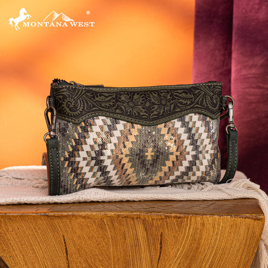 Montana West Sequined Aztec Mini Crossbody Purse