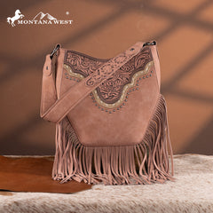 Montana West Floral Tooled Fringe Shoulder Bag