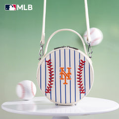 MLB New York Mets Leather Circle Crossbody Bag