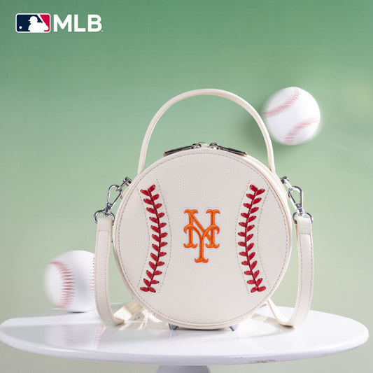 MLB New York Mets Leather Circle Crossbody Bag