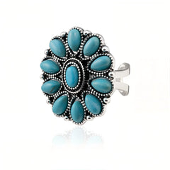 Rustic Couture's® Flower Oval Open Adjustable Ring