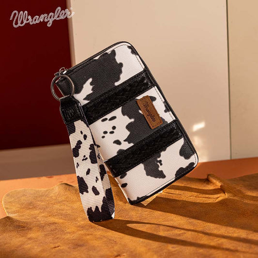 WG133-W006  Wrangler Cow Print Wallet  -Black