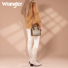 Wrangler Leather Trim Canva Crossbody Tote Bag