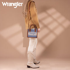 Wrangler Leather Trim Canva Crossbody Tote Bag